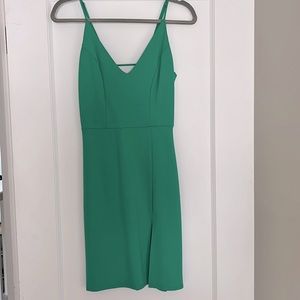 Leith V-Neck Body Con Mini Dress with slit Christmas green